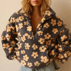 Women's Top Autumn Winter 2025 New Fashion Imitation Lamb Wool Printed Loose Zipper Hoodie Long Sleeve Top for Women FEMI.Amsterdam